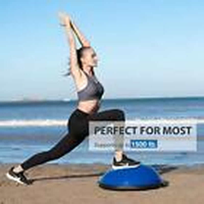 25In. Balance Ball | 1500Lb Inflatable Half Exercise Ball Wobble Board Blue