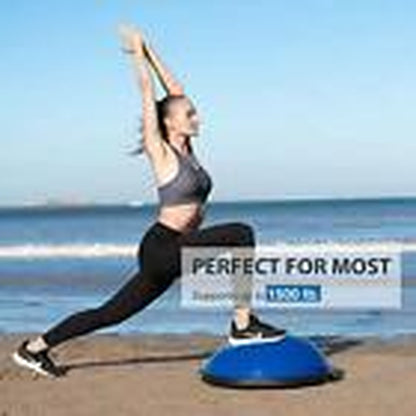 25In. Balance Ball | 1500Lb Inflatable Half Exercise Ball Wobble Board Blue